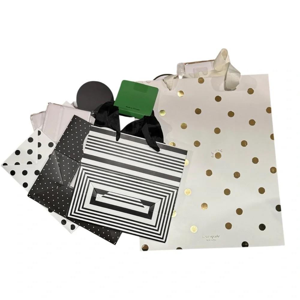 Kate Spade New York Gift Bag Bundle Polka Dot & Stripe Sets w/ Tissue & Tags NWT